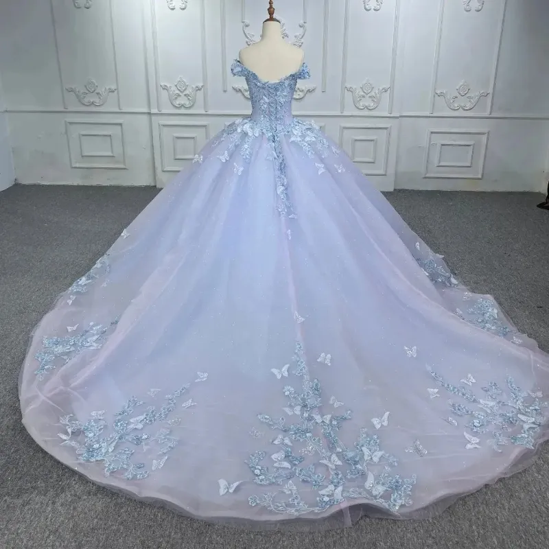 Sexy Sweetheart Quinceanera Dress Sweet Off the Shoulder Beads Appliques Lace Bow 16 Year Old Girl Princess Birthday Party Ball Dress