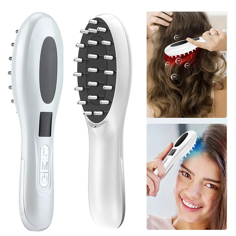 Huvudmassager Electric Vibration Hair Growth Massage Comb Red Light Therapy Portable Micro Current Medicine Applicator 230908