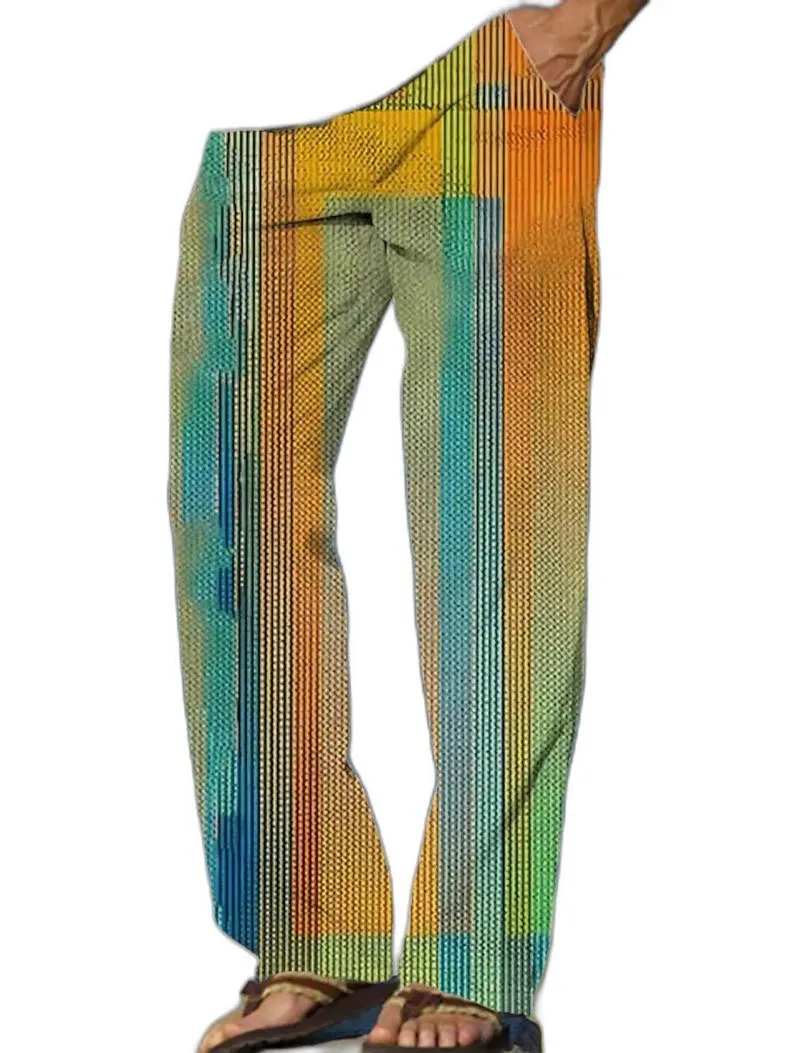 Pantalon De Plage Homme En Lin - Coupe Ample, Style Hawaïen, Taille élastique - Automne/Été 2025