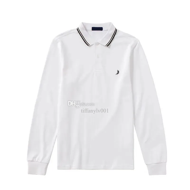 Fred Mens Long Sleeve Perry Polo Shirt Designer Shirt Business Polo Luxury broderad logotyp Mens Tees Kort ärm STOR STORLES S/M/L/XL/XXL