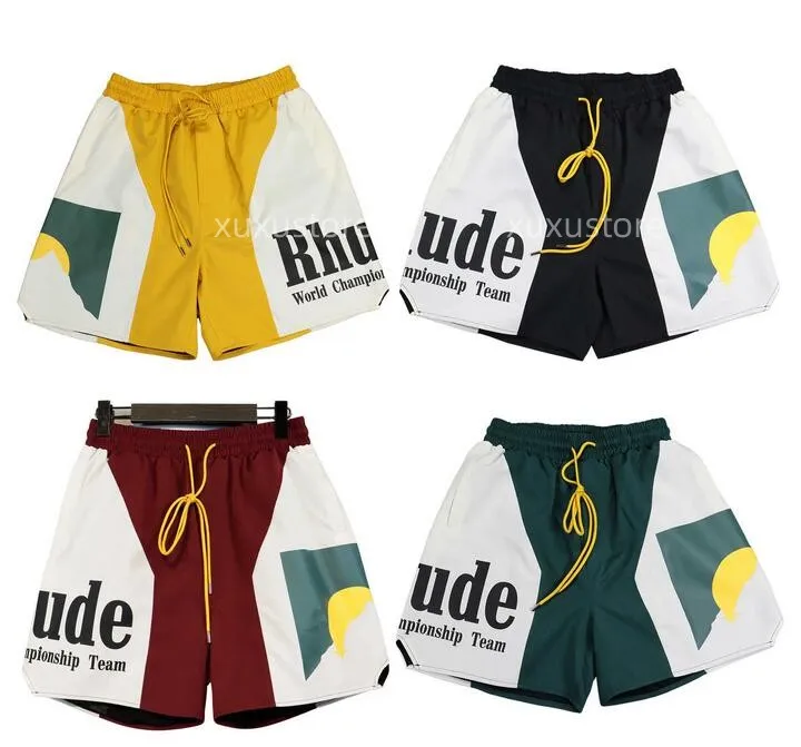 Designers shorts rhude mens shorts atlético casual malha curto homens mulheres de alta qualidade clássico praia moda luxo designer casual rua hip hop casais rq4