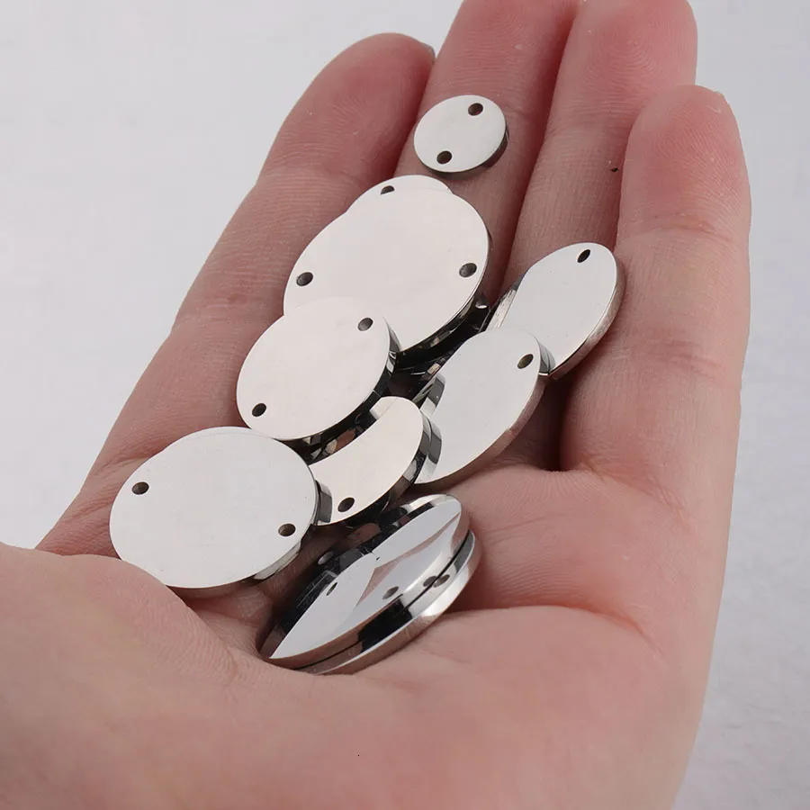 Charms Fnixtar 20Pcs 8-25mm Mirror Polish Stainless Steel Stamping Round Blank Discs Connector Charms For DIY Jewelry Making Neckalces 230907