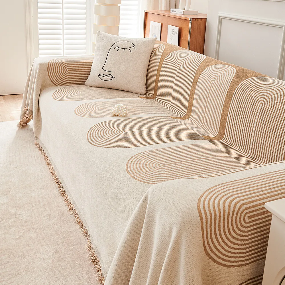 Blanket Nordic rumbai melempar selimut tunggal penuh empat musim Sofa katun penutup debu ucing perlindungan goresan karpet 230907