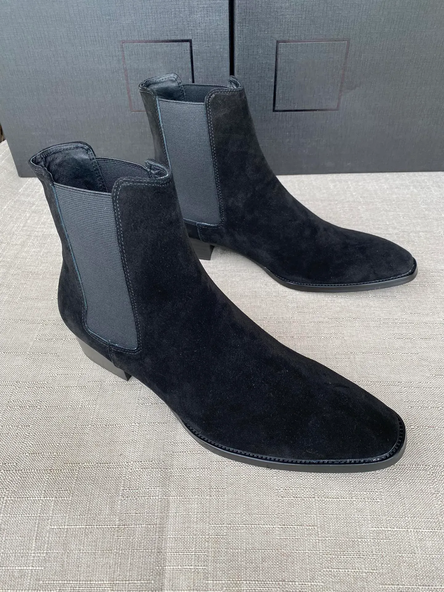 Scarpe Street Style Uomo Slp Wyatt Harness Boots Pelle di vitello Pelle scamosciata Stivali marroni Stivali da cowboy occidentali Alta qualità