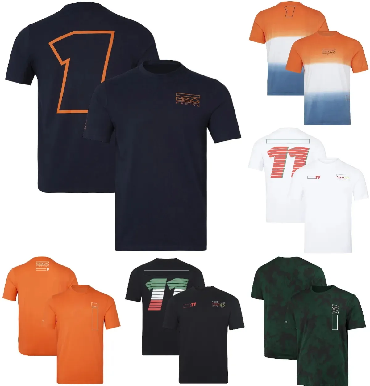 2023 Nueva camiseta de carreras F1 Fórmula 1 Camiseta de conductor Verano Hombres Mujeres Moda Contraste Color Casual Camiseta de manga corta Tallas grandes