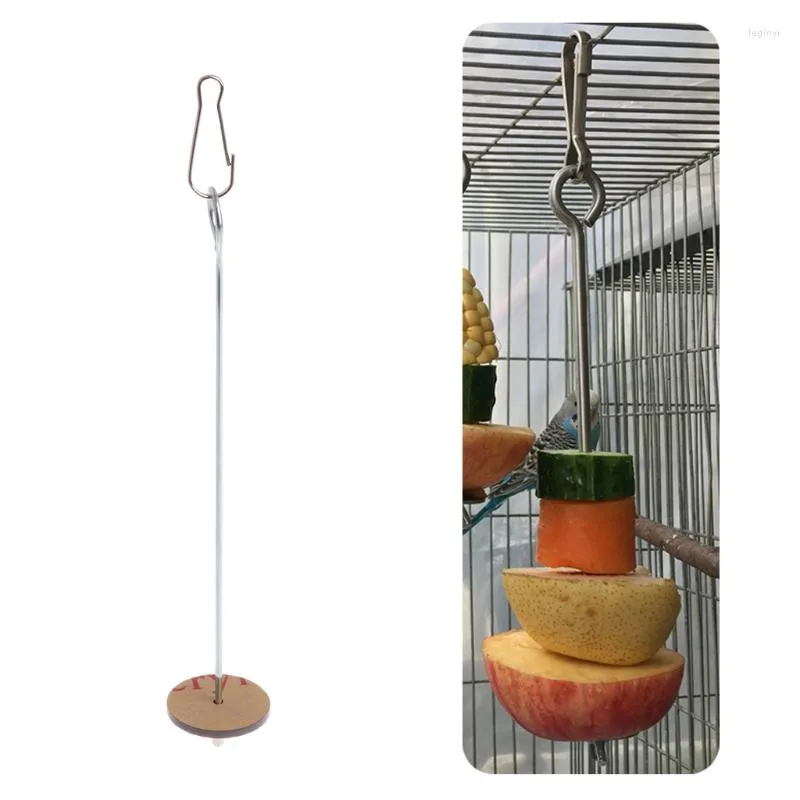Outros suprimentos de pássaros suporte de comida papagaio fruta vegetal espeto pendurado alimentador brinquedo ferramenta de alimentação de aço inoxidável mantendo a gaiola limpa