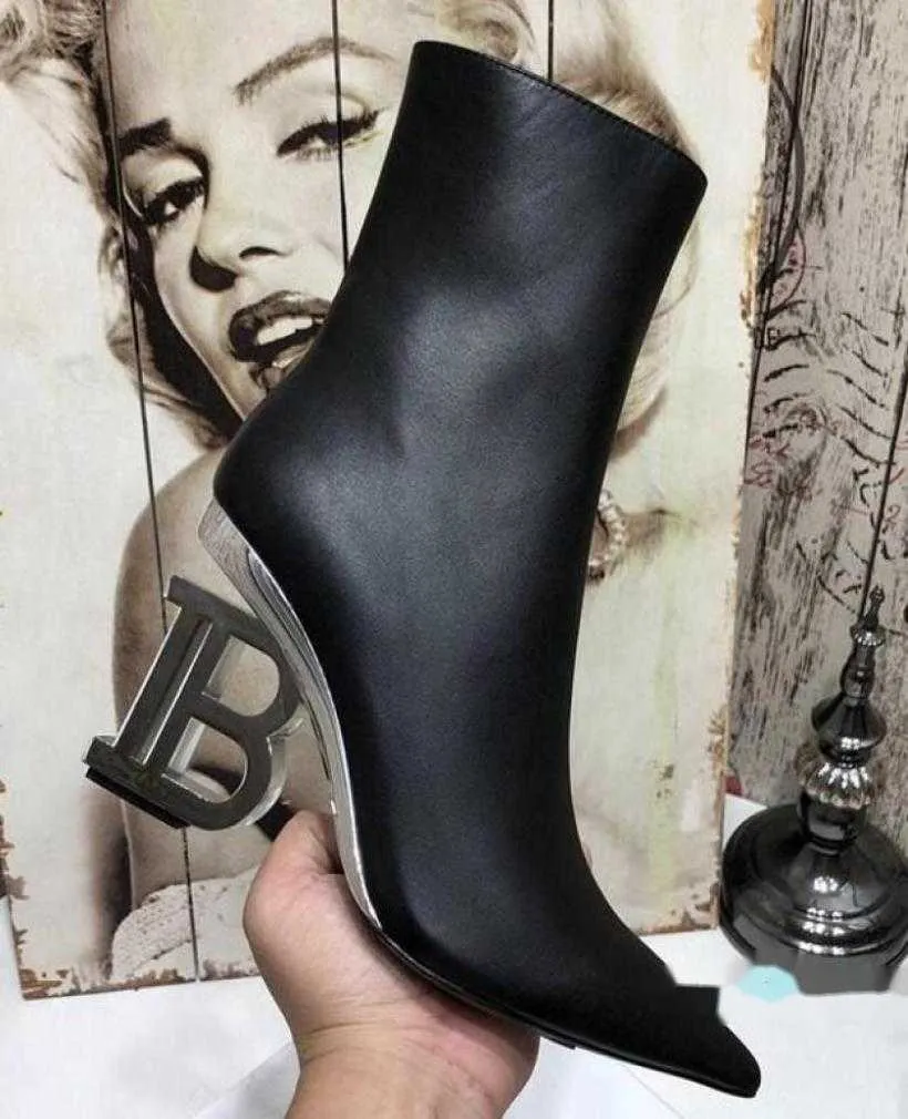 Moda nova Bamai feminina inverno Martin couro de vaca genuíno Paris salto alto 95 cm botas com zíper