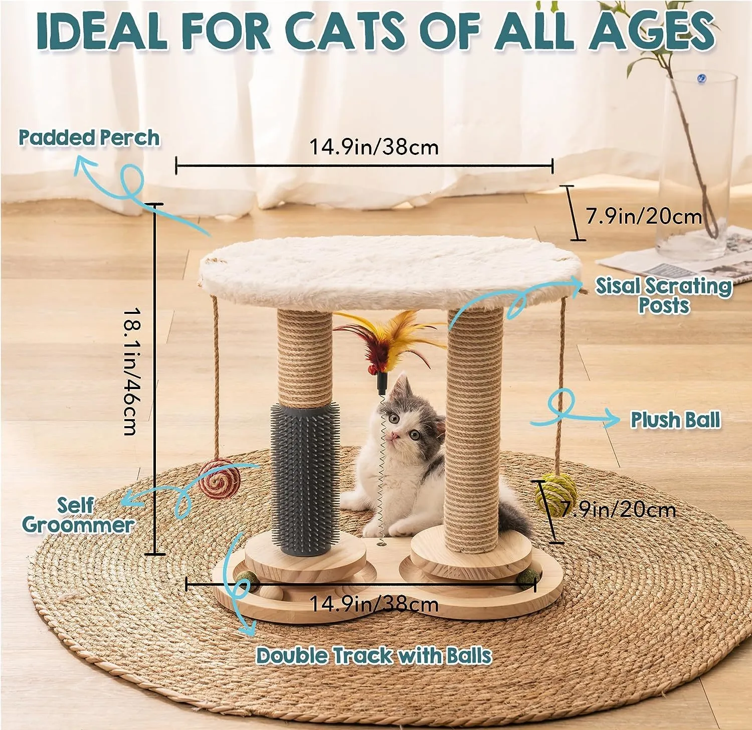 Scratching Post For Cats Cat Tree With Natural Sisal Scratching Poles Soft Perch And Interactive Toys Cat Scratcher Furniture For Indoor Kittens From Heng10 36.93 DHgate.Com