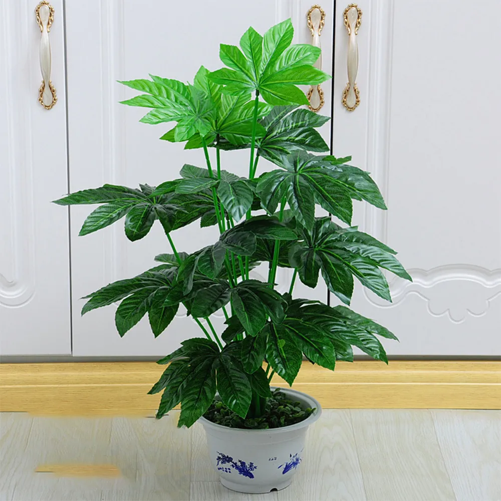 Artificial Plants Anthurium Bonsai Faux Tree Branch Tropical 18 Fork Coconut Leafs For Home Decor Inside Desk Plant Decoration