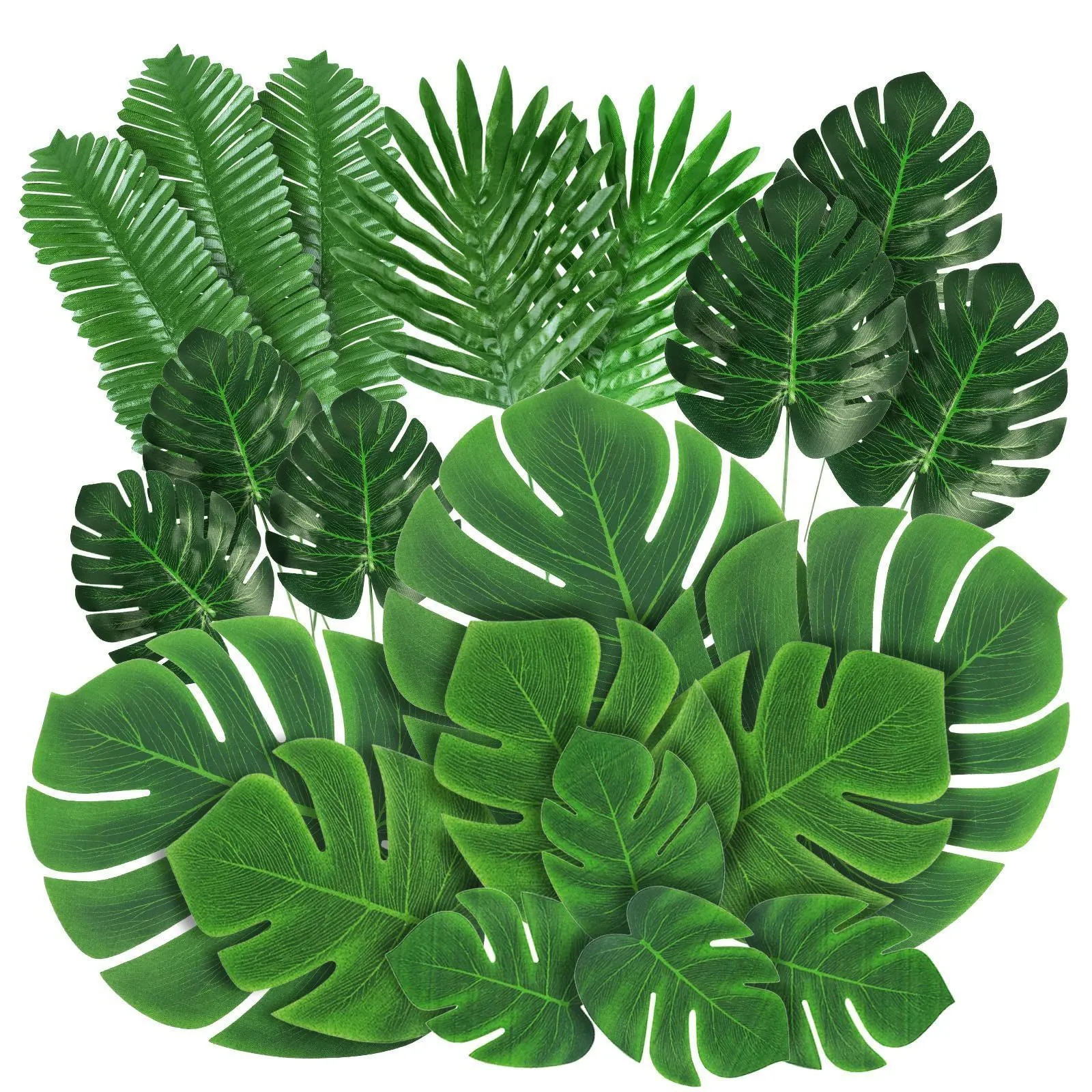 Faux verdure florale 21 pièces feuilles de palmier tropicales été Monstera feuilles de tortue en soie artificielle pour la maison hawaïenne Luau plage décor de fête de mariage 230907