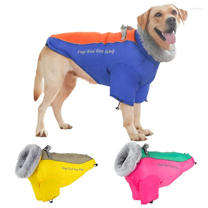 Abbigliamento per cani Inverno Grandi vestiti Collo di pelliccia di lusso Piumino per animali domestici per cappotto impermeabile Golden Retriever Weimaraner di taglia media e grande