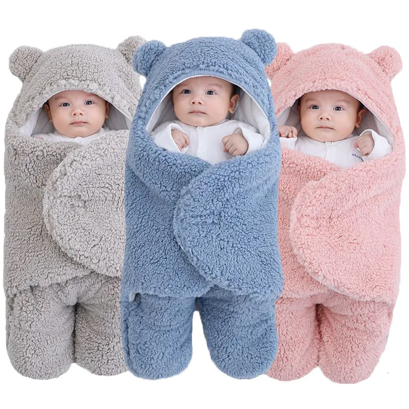 Sacos de dormir Kantong Tidur Bayi Baru Lahir Selimut Bungkus Lembut Amplop untuk Kain Bulu Tebal 0 6 Bulan 230907