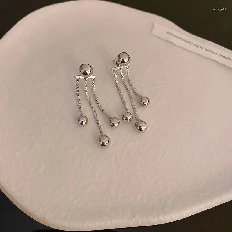Brincos pendurados kaitin redondo grânulo borla para mulheres design simples gota de metal estilo coreano atacado moda jóias 2023