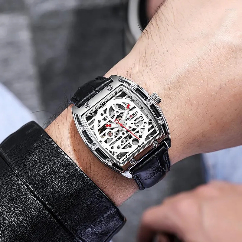 Relógios de pulso Aocasdiy Marca Negócios Transparente Plástico Relógio 2023 Moda Esporte Casual Único Quartzo Luxo Mecânico Homens Pulseira