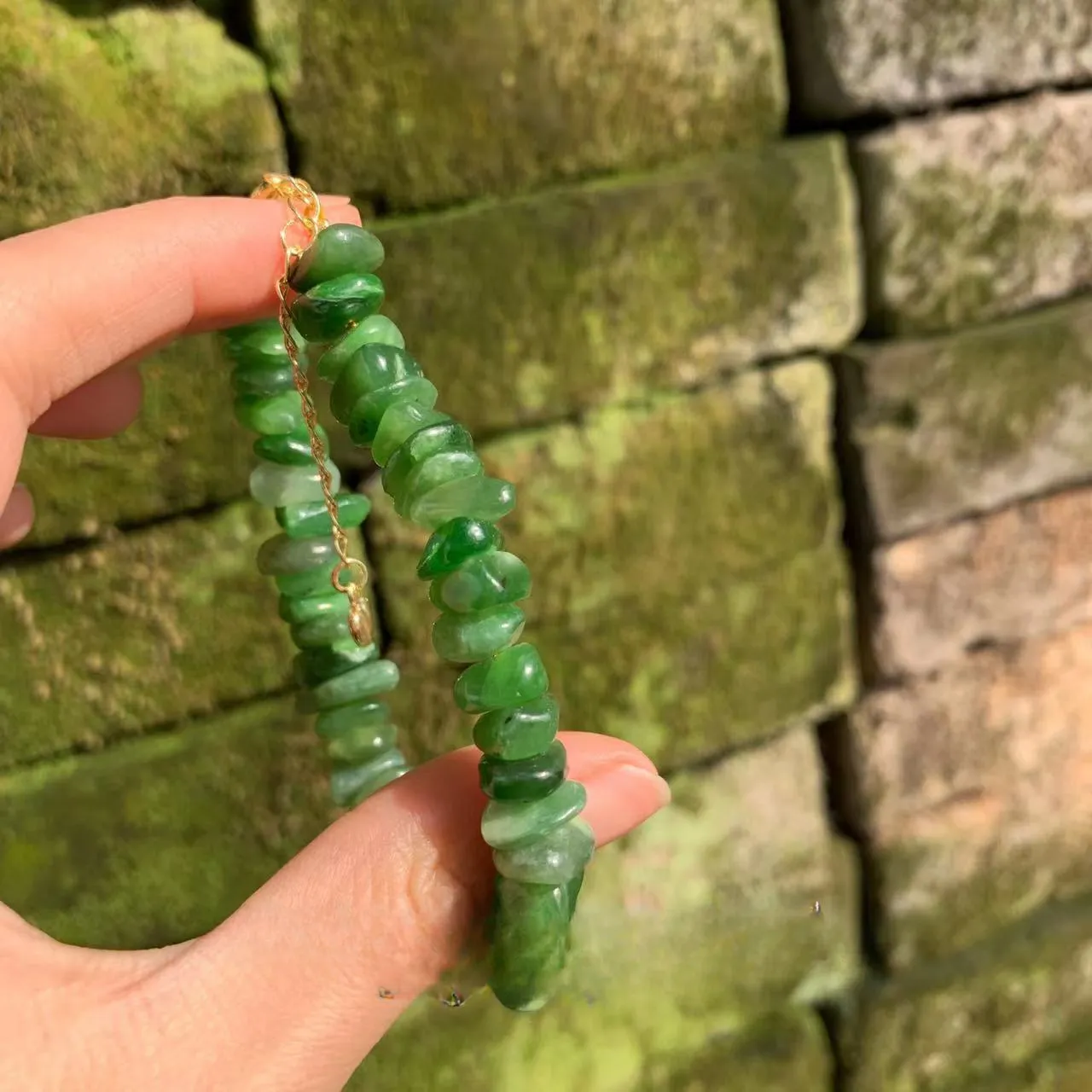 Natural Green Jade Armband Nephrite Armband smycken Handgjorda stenar gåva Lucky Jewelry