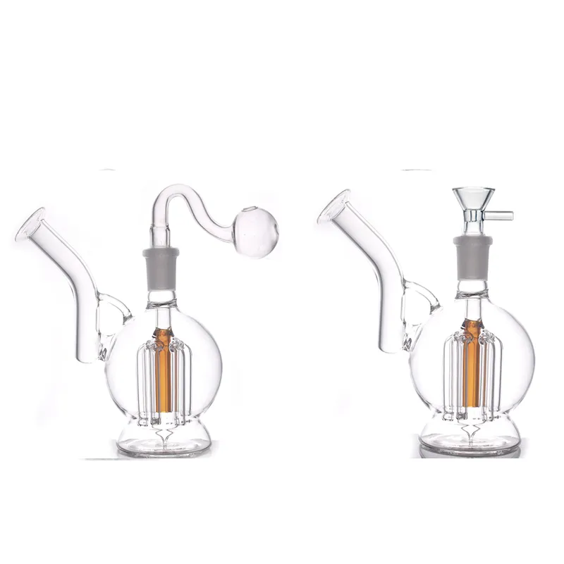 도매 담체 수제 흡연 유리 DAB 장비 배관 기능 6Tree Perc Water Bongs 독특한 Shisha Heady Oil Rigs Pipes 14mm 관절