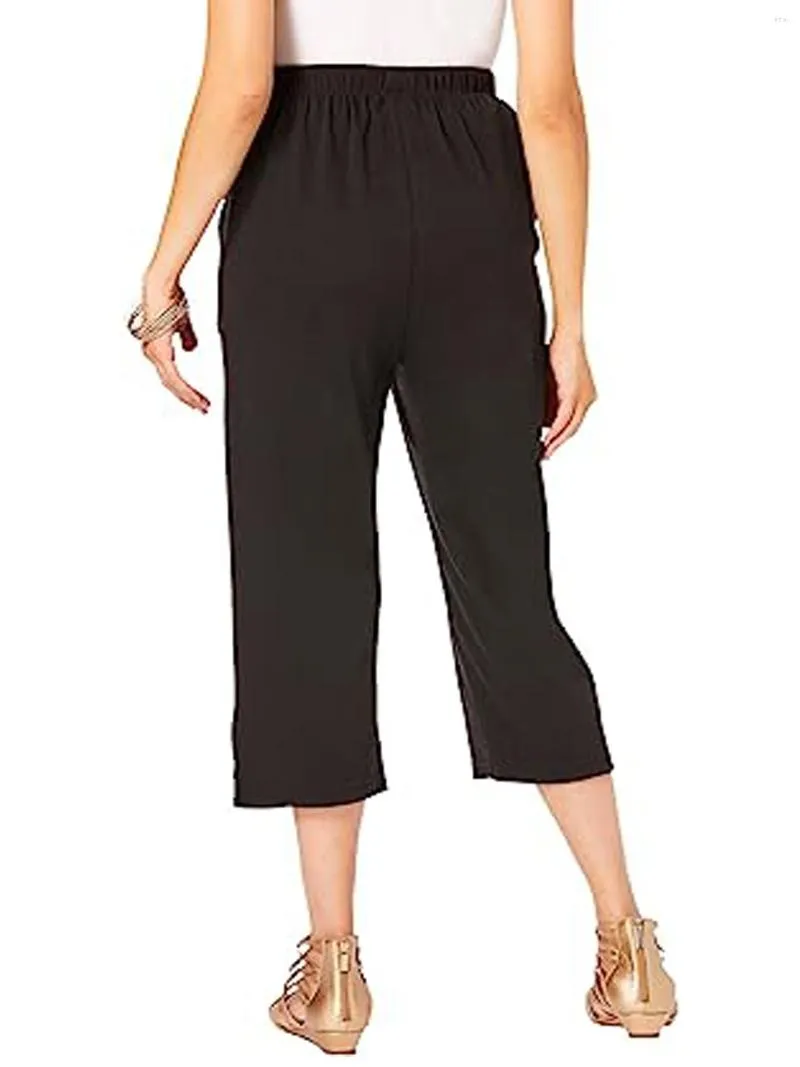 Pantaloni Estate 2023 Taglie Forti Tessuto a Maglia da Donna a Gamba Larga Casual Seven-cent