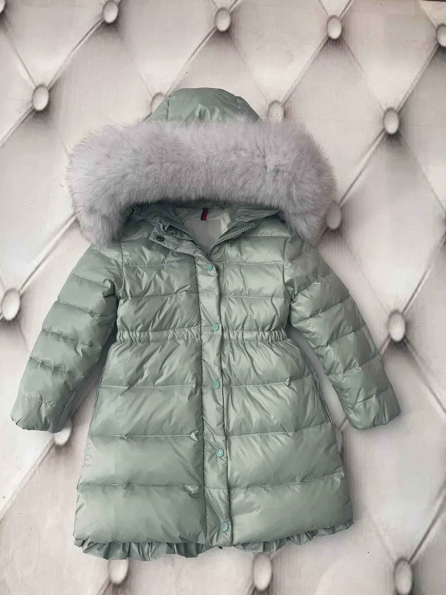 2023 Kids girls boys puffer trench down pink coats designer fox fur hooded coat fashion girl boy jacket winter warm duck down jackets children's windproof baby clothes