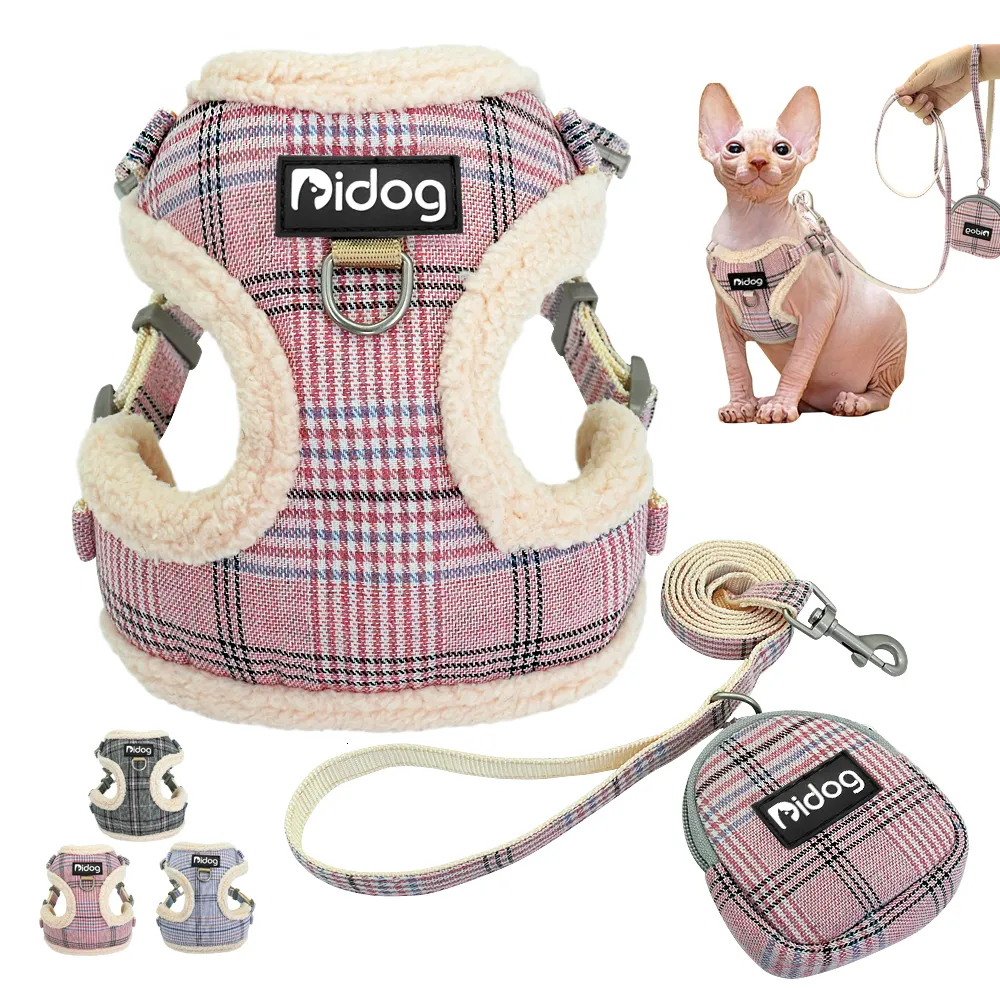 Collari per cani Guinzagli Morbido pile Pettorina per gatti Gilet Caldo cucciolo Chihuahua Guinzaglio Set Gilet per animali domestici regolabile Cappotto per cani di piccola taglia media Gatti 230907