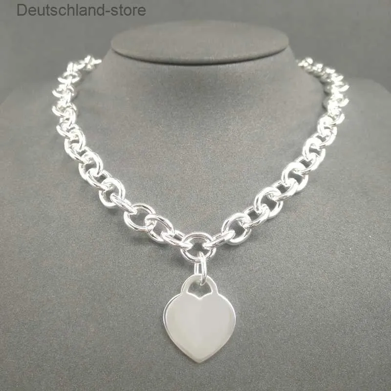 Pendanthalsband S925 Sterling Silver Necklace For Women Classic Heart-Shaped Charm Chain Luxury Brand Jewelry Q0603 Q230908