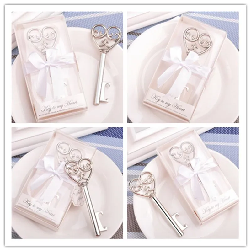 Hot selling Heart Bottle Opener in White Gift box peculiar new 'key to my heart' Bottle Opener wedding favor JF-572