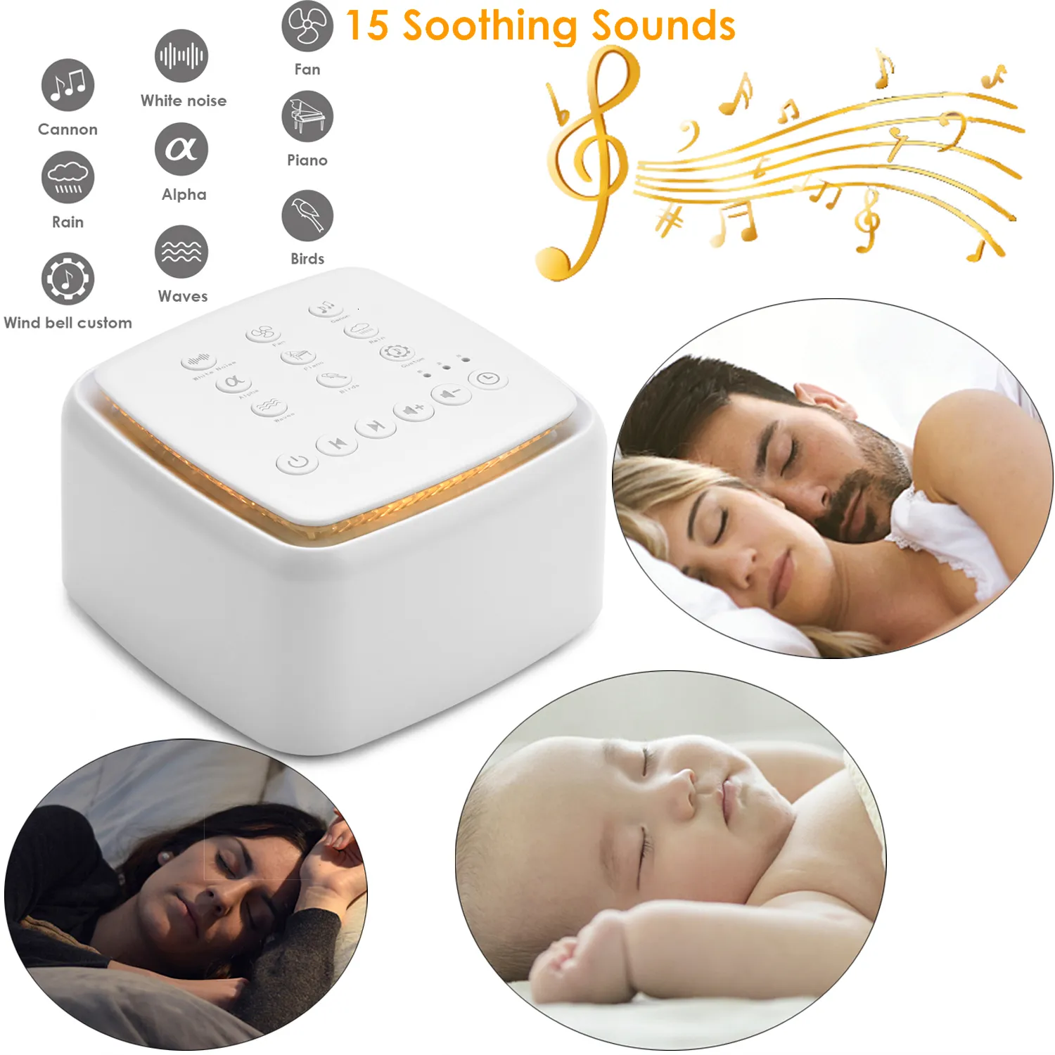 SERS portátil Máquina de ruído branco TIPEC Recarregável Som de Sleep Sleep Sleep para relaxamento para dormir Baby Adult Office Viagem 230908