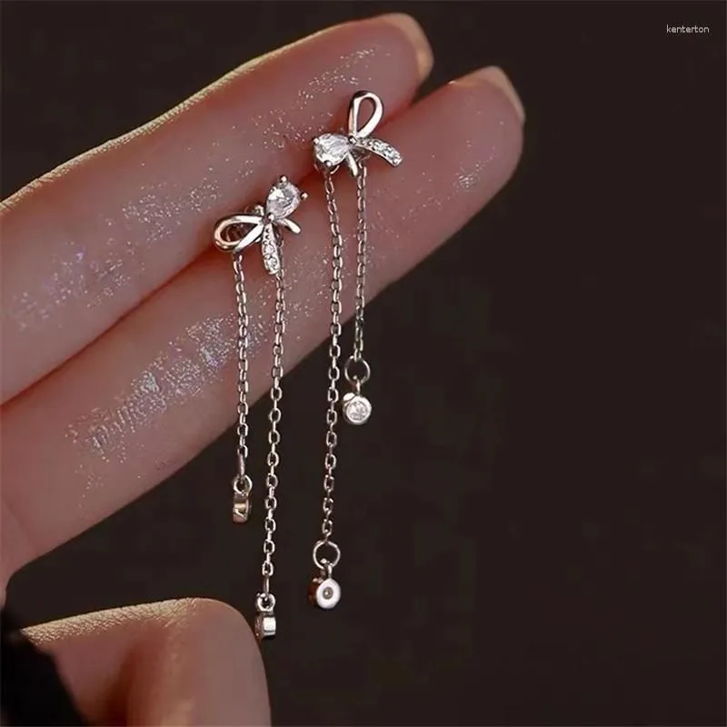 Boucles d'oreilles pendantes bohème gland longue chaîne cristal clair nœud papillon goutte pour les femmes mode bijoux de luxe suspendus Pendientes Eh1790