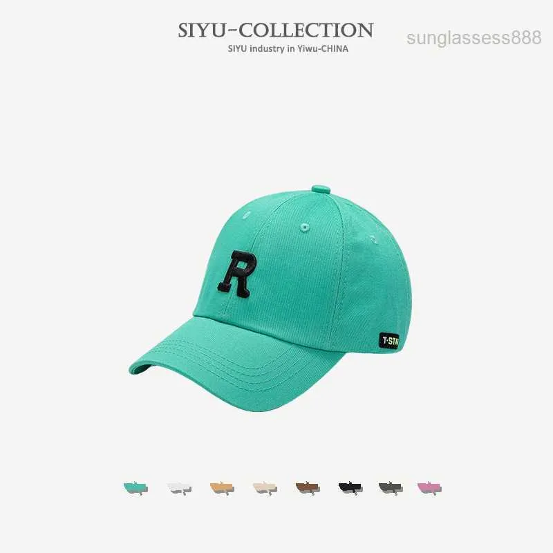 DHGATE DESIGNER HAT HAT Koreansk mode Simple Letter R broderad krökt grimmössa Mäns utomhussport Solskyddsmedel Sun Lpaj