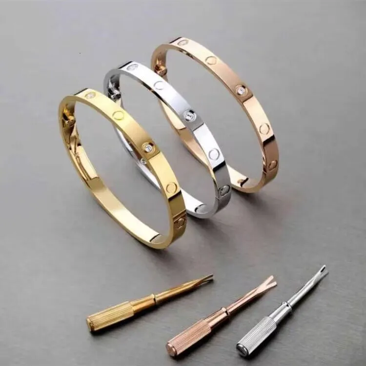 Designer-Armband, modisch, 18 Karat vergoldet, Titanstahl, Diamant-Schraubarmreif für Damen und Herren, Armbänder, Silberschmuck