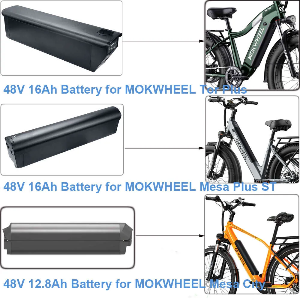 電動自転車バッテリー48V 12.8AH 16AHリチウムイオンエビケバッテリーフィットMokwheel Tor Plus Mesa City Plus St 500W 750W E-Bike