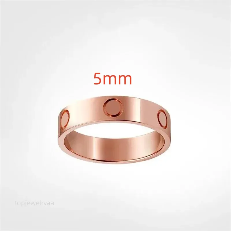 Ring Gold Silver Rose Gold Jewelry Ring Fashion Luxury Designer Men Women Titanium Steel Par Ring Size 4mm 5mm 6mm Retail Wholesale