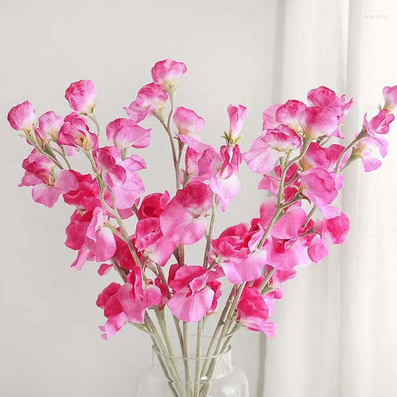 Decorative Flowers Simulation Pea Orchid Branch Silk Wedding Decoration Mariage Bride Artificial Flower Home