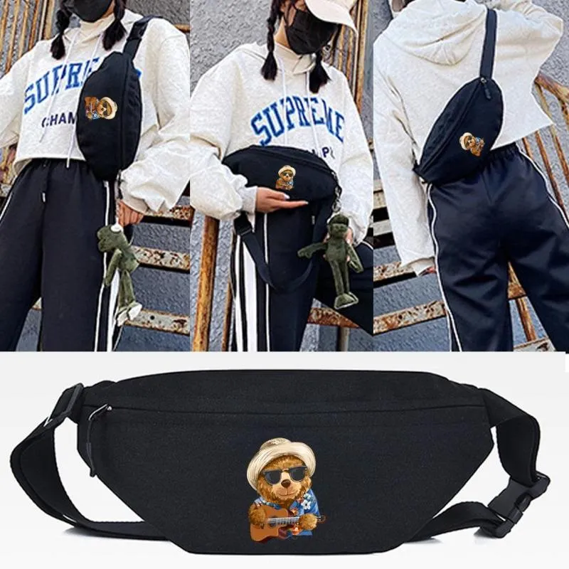 Waist Bags Bag Casual Male Women Black Fanny Pack Messenger Shoulder Fashion Alphabet Bear Print Sport Chest Sundries Handbag