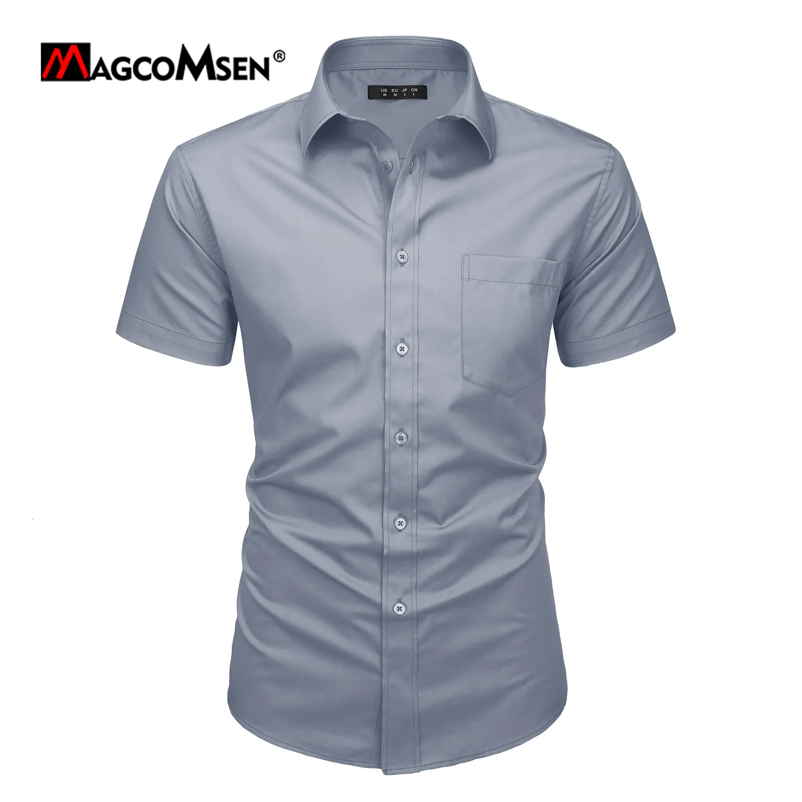 メンズカジュアルシャツマグコンセンサマードレス半袖レギュラーフィットビジネスボタンダウンポケット230907