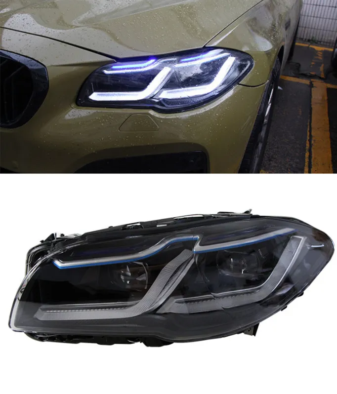 Faróis de carro para BMW série 5 F10 F18 2011-20 17 Atualização G30 estilo LED luz diurna farol de lente dupla