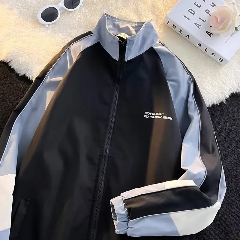 Giacche da uomo Harajuku Patchwork Varsity Jacket Uomo Streetwear Color Block Bomber Giacca a vento Giacca college leggera di alta qualità Coppia 230907