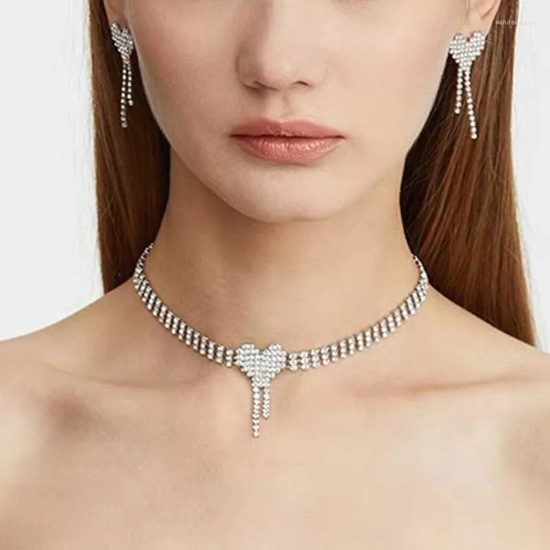 Halsband Quaste Herz Halskette Kette 2023 Mode Collier Neckless Schmuck Sets Großhandel Liebe Chocker Zubehör Für Frauen