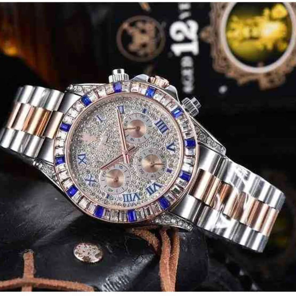 Orologio di design Orologio da polso RLX Orologio da uomo di design di lusso, orologio a sei pin con trapano completo in acciaio inossidabile KQRDL