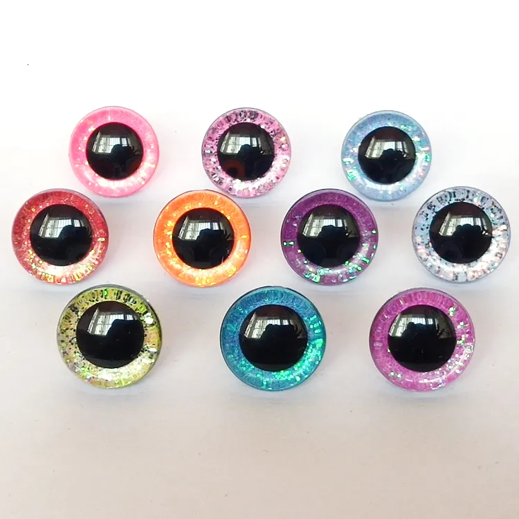 Dollkroppar delar 20st Color 3D Safety Toy Eyes Glitter Nonwovens Washersize Color Alternativ 230908