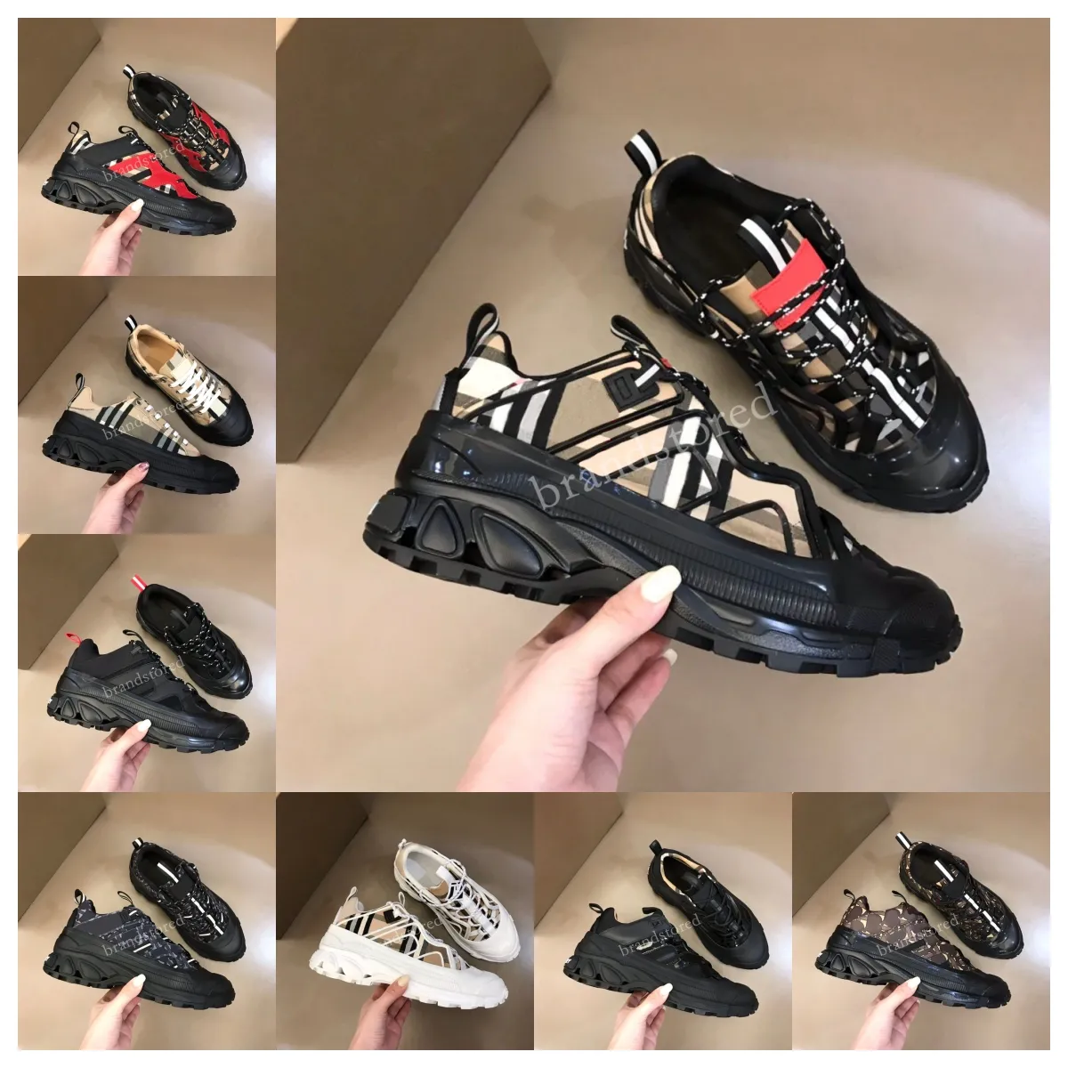 Kontrollera skor designer tränare plattform sneakers randig sneaker vintage tränare gummi sneakers kvinnor män sko storlek35-45