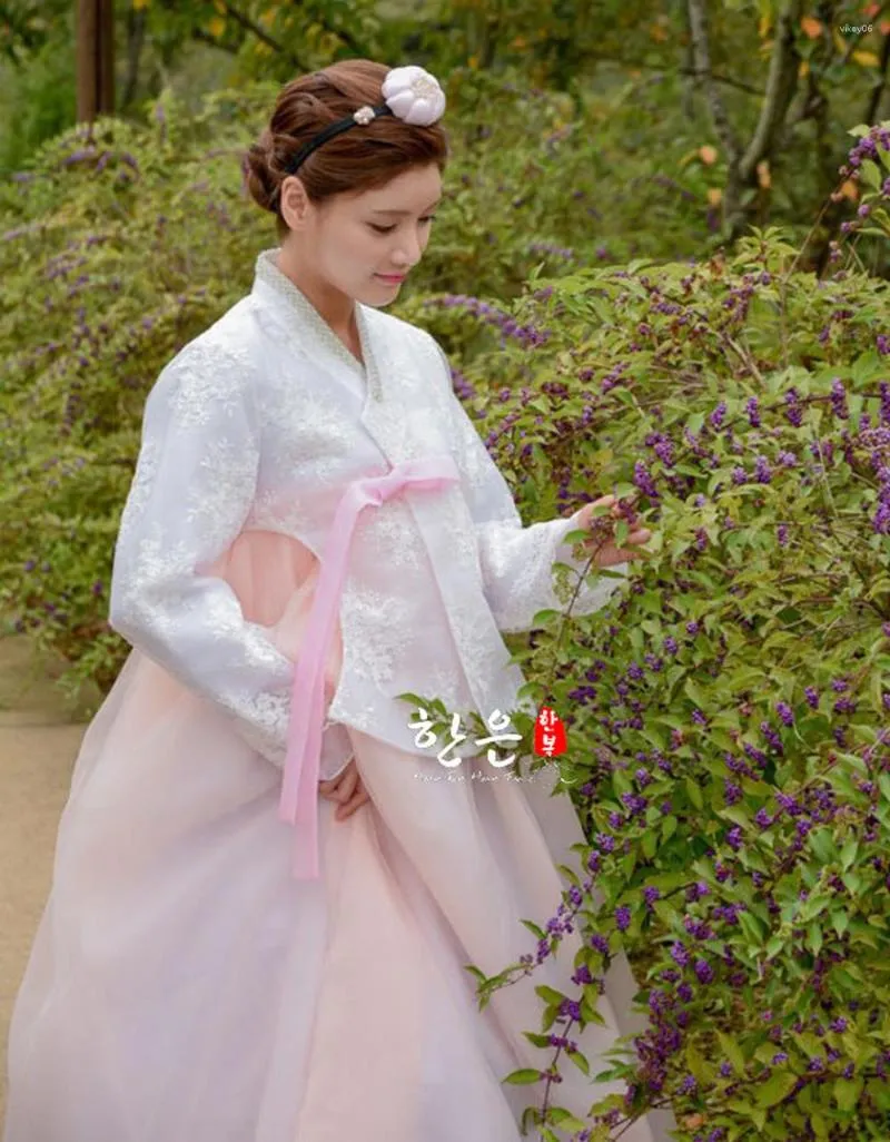 Sukienki na co dzień Koreański sukienka Hanbok kostium etniczny taniec tradycyjny cosplay z długim rękawem