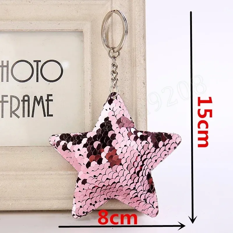 Shiny Sequins Stars-shaped Keychains Cute Colorful Star Pendants Keyrings Fashion Women Bag Hanging Accessories Party Gifts