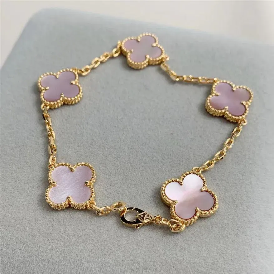 2023 Luxury Clover Designer Bracelet Mother of Pearl 18K Gold Brand Love Bangle Charm Bracelets Shining Crystal Diamond Jewelry for Woman wholesale