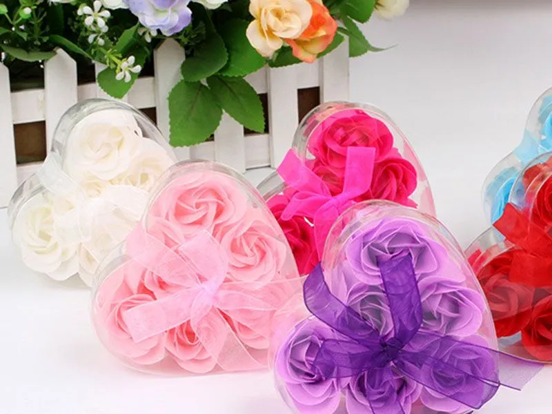 =one box High Quality Mix Colors Heart-Shaped Rose Soap Flower For Romantic Bath Soap Valentine&#039;s Gift