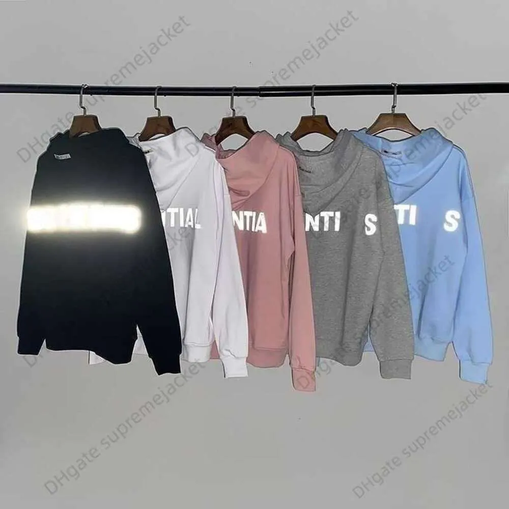 Manteau de marque de mode réfléchissant 5color pull à capuche ESENTIAL Sweat à capuche col rond polaire lâche pull surdimensionné sweat-shirt hommes et femmes