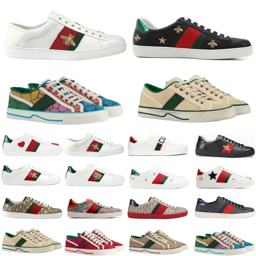 Designer Casual Chaussures Bee Ace Baskets Low Running Shoe Hommes Femmes Chaussures Haute Qualité Tigre Brodé Noir Blanc Vert Stripes Baskets De Marche