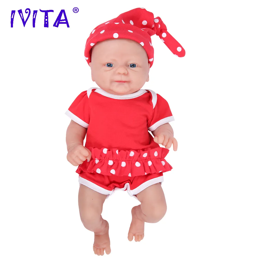 Puppen IVITA WG1512 36 cm 1,65 kg Ganzkörper-Silikon-Bebe-Reborn-Puppe mit 3-Farben-Augen, realistisches Mädchen-Babyspielzeug für Kinder mit Kleidung 230908