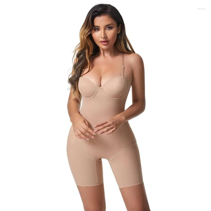 Shapers femininos europeus e americanos sem alças de uma peça shapewear vestido de casamento com bela volta túnica barriga quadril elevador