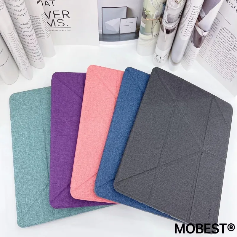 Mobest iPad Pro 12 9インチケーススマートカバーTri-Fold Magnet Back Protector Buckle Clip for iPad Pro12 9 4th Generation A2229