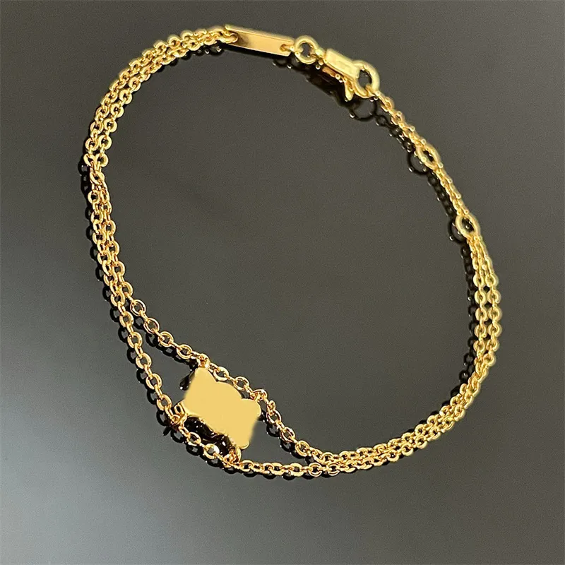 Collar chapado en oro de doble capa geométrico de lujo ligero Tendencia de moda Pulsera de mujer Joyería encantadora Collar de mujer Pulseras de cadena
